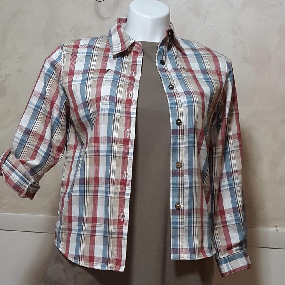 ALFERD DUNNER PLAID BLOUSE WOMANS SIZE 10P